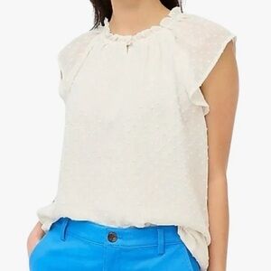 J.Crew Cream Swiss Dot Flutter Sleeve Blouse